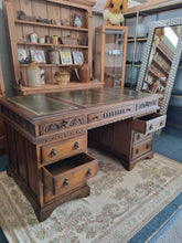 Load image into Gallery viewer, Oak Twin Pedestal Partners Desk Old Charm By Woods Brothers With Original Keys
