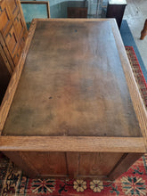 Load image into Gallery viewer, Oak Twin Pedestal Desk With Brown Leather Insert Early 20th Century
