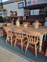 Load image into Gallery viewer, Victorian Antique Pine Kitchen Scrub Top Dining Table
