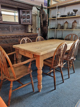 Load image into Gallery viewer, Vintage Farmhouse Scrub Top Pine Dining Table With A Drawer At Each End - Charlotte Rose Interiors

