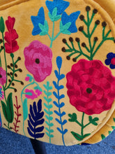 Load image into Gallery viewer, Armchair Upholstered In Yellow Velvet And Embroidered With Colourful Flowers
