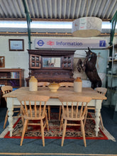 Load image into Gallery viewer, Victorian Antique Pine Kitchen Scrub Top Dining Table
