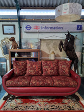Load image into Gallery viewer, Antique Edwardian Red Leather And Upholstered Sofa
