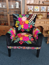 Load image into Gallery viewer, Upholstered Armchair With Decorative Hand Embroidery Crewel Work
