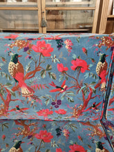 Load image into Gallery viewer, Large Velvet Sofa Upholstered In A Bird Of Paradise Velvet Fabric In Blue

