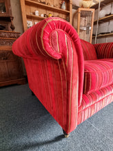 Load image into Gallery viewer, Two Seater Sofa Upholstered In A Deep Red Short Pile Velvet
