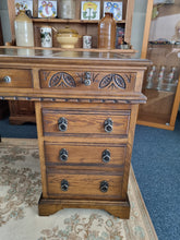 Load image into Gallery viewer, Oak Twin Pedestal Partners Desk Old Charm By Woods Brothers With Original Keys
