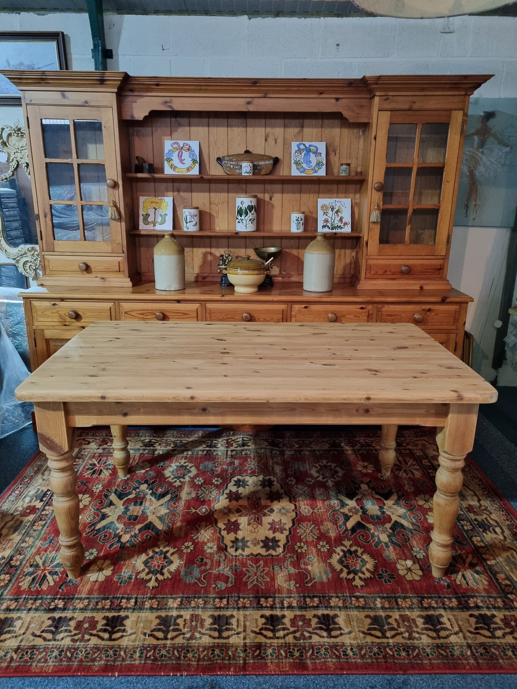 Farmhouse Vintage Scrub Top Pine Dining Table