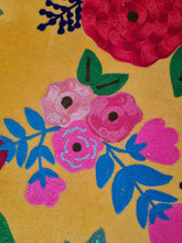 Load image into Gallery viewer, Armchair Upholstered In Yellow Velvet And Embroidered With Colourful Flowers
