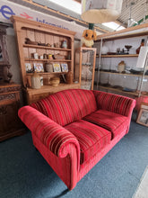 Load image into Gallery viewer, Two Seater Sofa Upholstered In A Deep Red Short Pile Velvet
