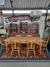Load image into Gallery viewer, Pine Farmhouse Scrub Top Kitchen Dining Table &amp; Six Dining Chairs
