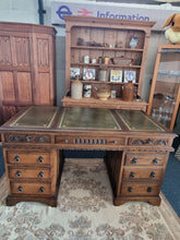 Load image into Gallery viewer, Oak Twin Pedestal Partners Desk Old Charm By Woods Brothers With Original Keys
