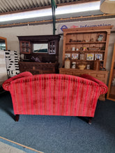 Load image into Gallery viewer, Two Seater Sofa Upholstered In A Deep Red Short Pile Velvet
