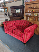 Load image into Gallery viewer, Two Seater Sofa Upholstered In A Deep Red Short Pile Velvet
