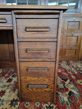 Load image into Gallery viewer, Oak Twin Pedestal Desk With Brown Leather Insert Early 20th Century
