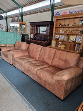Load image into Gallery viewer, Leather Three Seater Sofa And Matching Arm Chair
