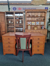 Load image into Gallery viewer, Oak Twin Pedestal Writing Desk
