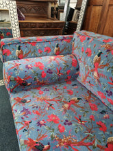 Load image into Gallery viewer, Large Velvet Sofa Upholstered In A Bird Of Paradise Velvet Fabric In Blue
