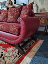 Load image into Gallery viewer, Antique Edwardian Red Leather And Upholstered Sofa
