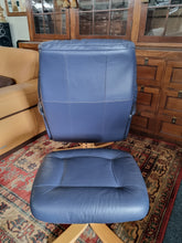 Load image into Gallery viewer, Leather Recliner Swivel Chair &amp; Foot Stool By Swedish Company Soderbergs
