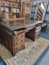 Load image into Gallery viewer, Oak Twin Pedestal Partners Desk Old Charm By Woods Brothers With Original Keys
