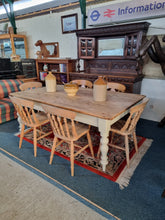 Load image into Gallery viewer, Victorian Antique Pine Kitchen Scrub Top Dining Table
