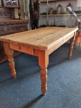 Load image into Gallery viewer, Vintage Farmhouse Scrub Top Pine Dining Table With A Drawer At Each End - Charlotte Rose Interiors

