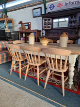 Load image into Gallery viewer, Victorian Antique Pine Kitchen Scrub Top Dining Table
