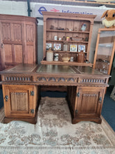 Load image into Gallery viewer, Oak Twin Pedestal Partners Desk Old Charm By Woods Brothers With Original Keys
