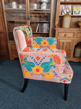 Load image into Gallery viewer, Armchair Upholstered With Decorative Hand Crewel Work Of Flowers
