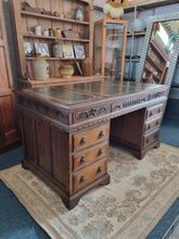 Load image into Gallery viewer, Oak Twin Pedestal Partners Desk Old Charm By Woods Brothers With Original Keys

