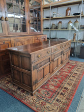 Load image into Gallery viewer, Carved Oak Dresser Base In The Style Of Titchmarsh And Goodwin

