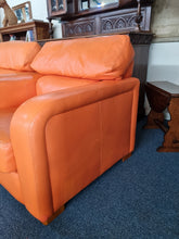 Load image into Gallery viewer, Pair Of Tangerine Leather Art Deco Style Leather Chairs - Charlotte Rose Interiors
