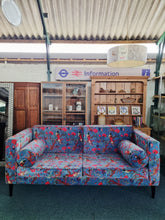 Load image into Gallery viewer, Large Velvet Sofa Upholstered In A Bird Of Paradise Velvet Fabric In Blue
