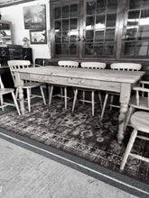 Load image into Gallery viewer, Pine Farmhouse Scrub Top Kitchen Dining Table &amp; Eight Dining Chairs

