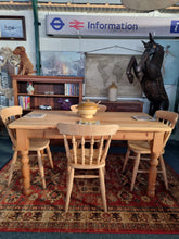 Load image into Gallery viewer, Farmhouse Vintage Scrub Top Pine Dining Table With A Single Drawer
