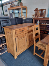Load image into Gallery viewer, French Oak Farmhouse  Extending Dining Table  And Chairs With Matching Cupboard - Charlotte Rose Interiors
