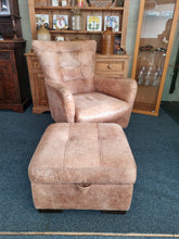 Load image into Gallery viewer, Leather Swivel Chair And Footstool
