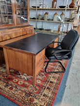 Load image into Gallery viewer, Twin Pedestal Desk &amp; Black Leather Chair
