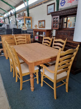 Load image into Gallery viewer, Vintage Pine Farmhouse Scrub Top Dining/Kitchen Table With A Drawer - Charlotte Rose Interiors
