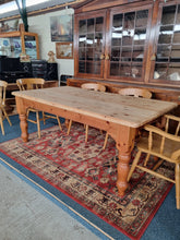 Load image into Gallery viewer, Pine Farmhouse Scrub Top Kitchen Dining Table &amp; Six Dining Chairs
