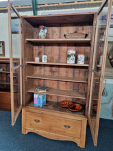 Load image into Gallery viewer, Vintage Glazed Stripped Pine Display Cabinet
