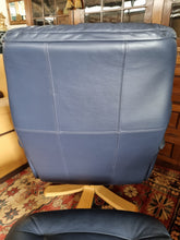 Load image into Gallery viewer, Leather Recliner Swivel Chair &amp; Foot Stool By Swedish Company Soderbergs
