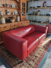 Load image into Gallery viewer, Red Leather Low Back Sofa
