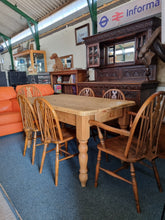 Load image into Gallery viewer, Vintage Farmhouse Scrub Top Pine Dining Table With A Drawer At Each End - Charlotte Rose Interiors
