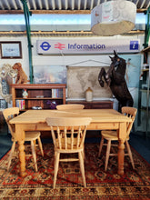 Load image into Gallery viewer, Farmhouse Vintage Scrub Top Pine Dining Table With A Single Drawer
