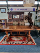 Load image into Gallery viewer, Oak Dining Table And Six Upholstered Dining Chairs
