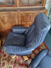 Load image into Gallery viewer, Leather Recliner Swivel Chair &amp; Foot Stool By Swedish Company Soderbergs
