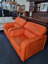 Load image into Gallery viewer, Pair Of Tangerine Leather Art Deco Style Leather Chairs - Charlotte Rose Interiors
