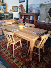 Load image into Gallery viewer, Farmhouse Vintage Scrub Top Pine Dining Table With A Single Drawer
